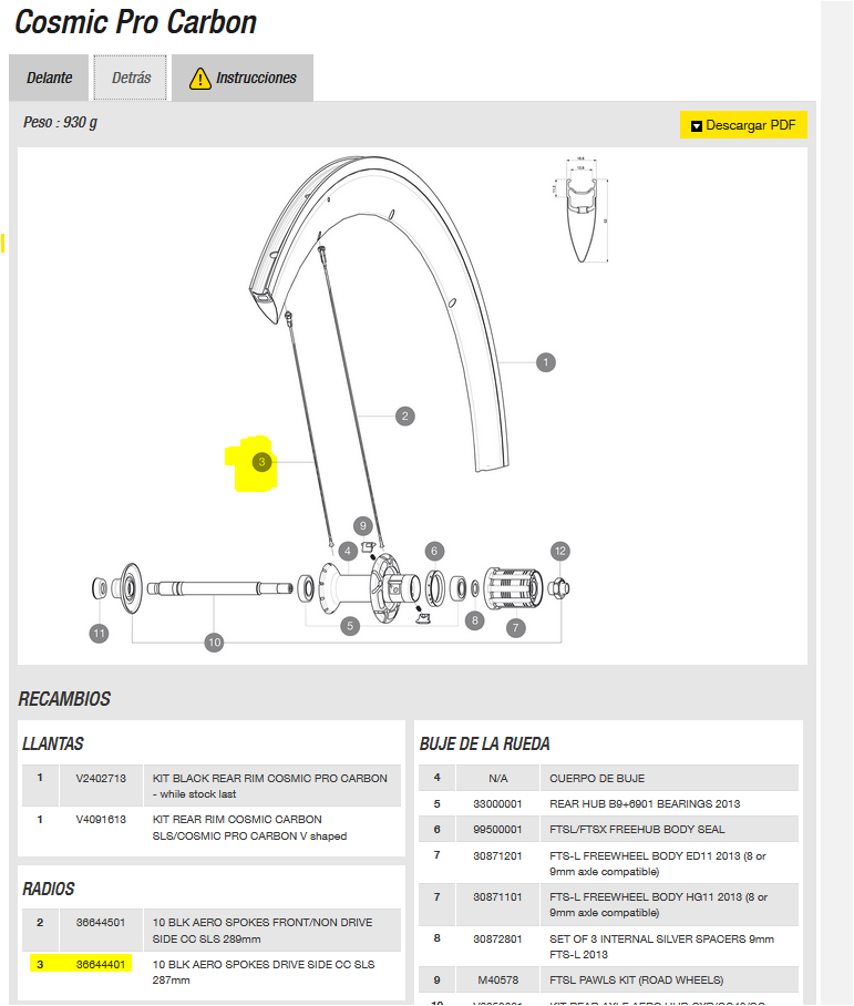 RADIO MAVIC COSMIC PRO CARBON 287mm