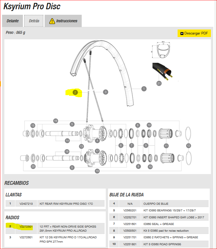 RADIO MAVIC KSYRIUM PRO DISC 291.5mm