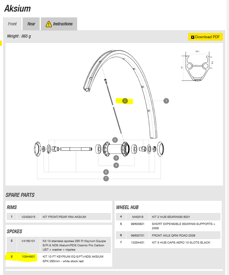 [10844901] RADIO MAVIC AKSIUM ELITE DEL./ TRAS. 285mm
