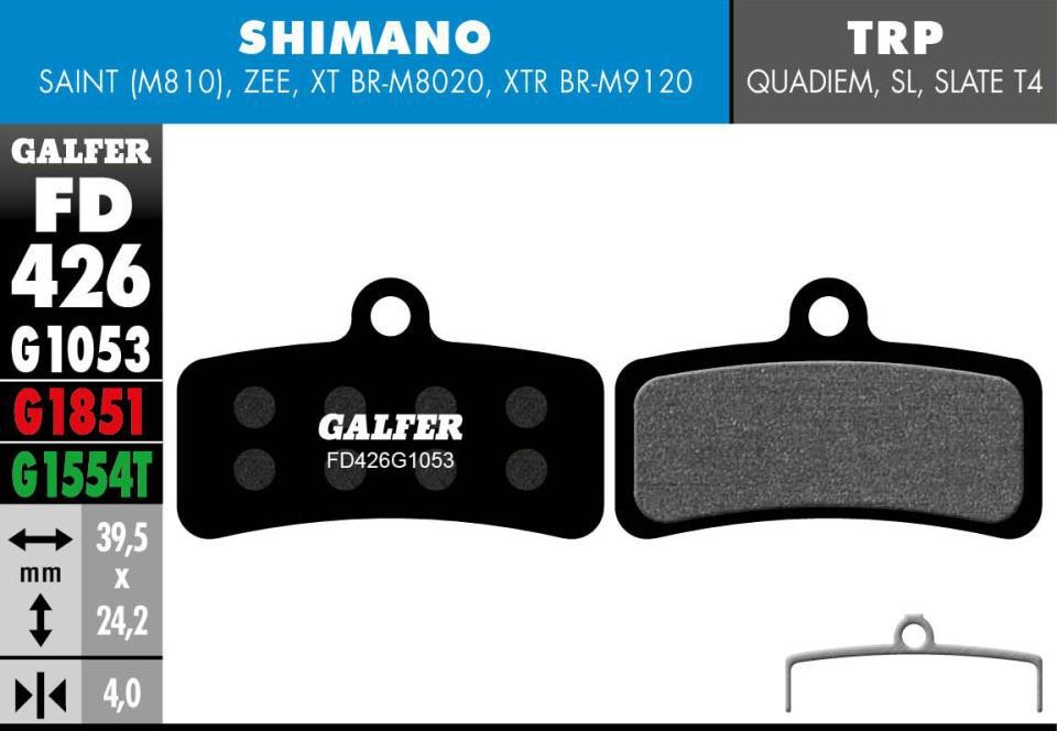 [FD426G1053] PASTILLAS GALFER SHIMANO 4 PISTONES